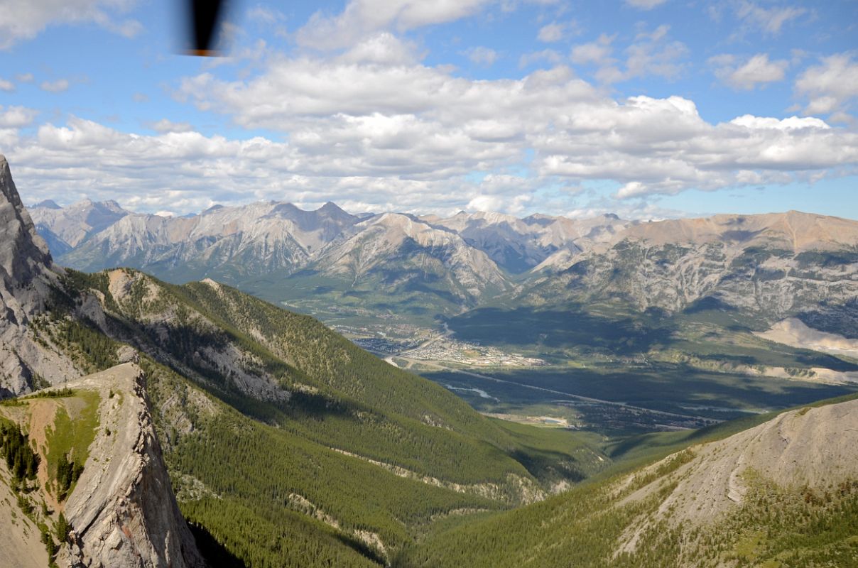 10 Canmore, Mount Peechee, Mount Charles Stewart, Mount Lady MacDonald, Grotto Mountain From Three Sisters Pass As Helicopter From Lake Magog Nears Canmore